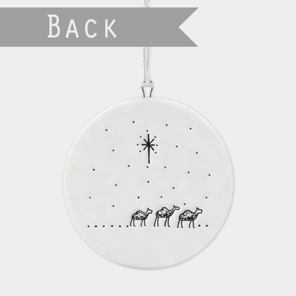 Nativity Scene Porcelain Flat Bauble | East of India Bauble East of India Porcelain Flat Bauble - Nativity Scene