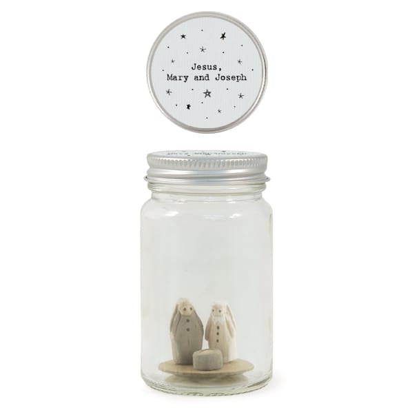 Nativity World in a Jar, Jesus, Mary &amp; Joseph | East of India Christmas Decoration East of India Nativity World in a Jar - Jesus, Mary &amp; Joseph