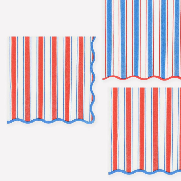 Nautical Striped Large Napkins x 16 | Party Tableware UK Tableware Nautical Striped Large Napkins x 16