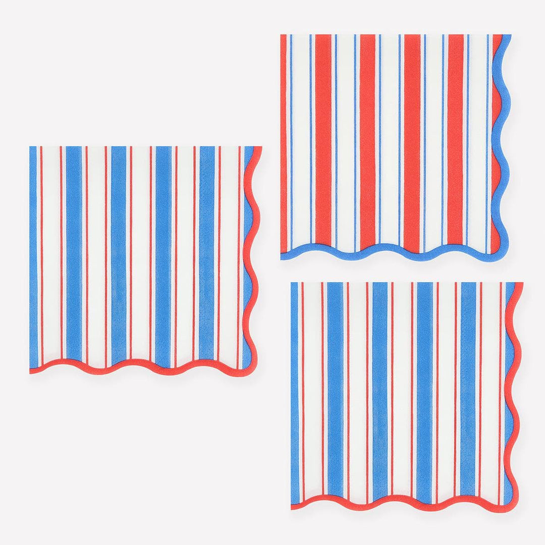Nautical Striped Small Napkins x 16 | Party Tableware UK Tableware Nautical Striped Small Napkins x 16