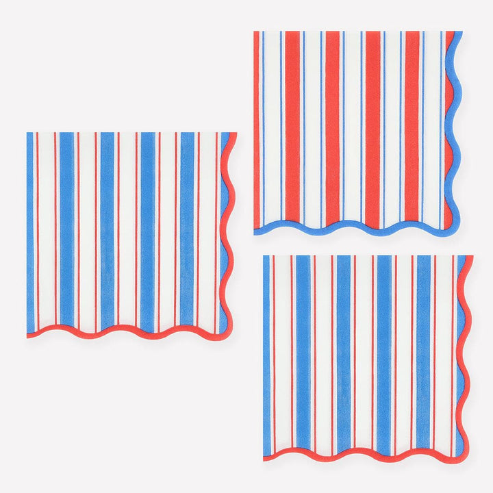 Nautical Striped Small Napkins x 16 | Party Tableware UK Tableware Nautical Striped Small Napkins x 16
