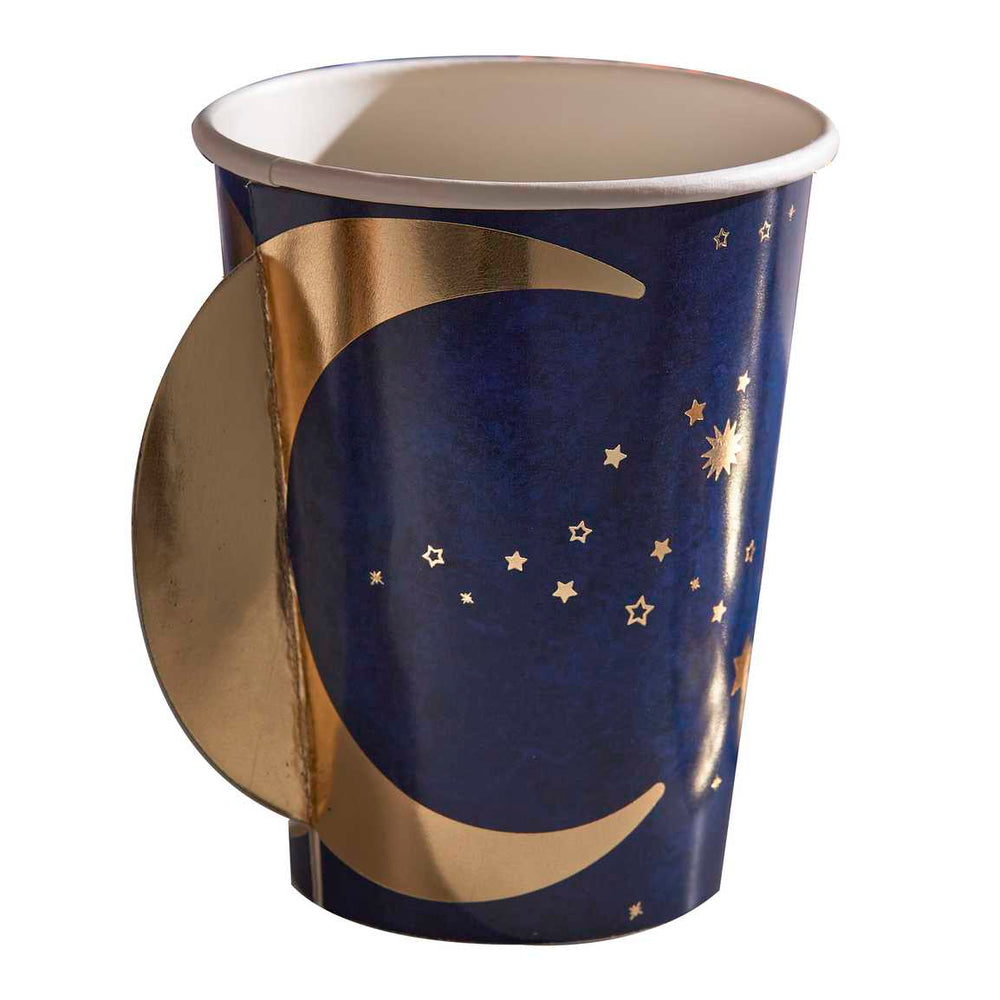 party cups Navy & Gold Pop Out Moon Eid Paper Cups x 8