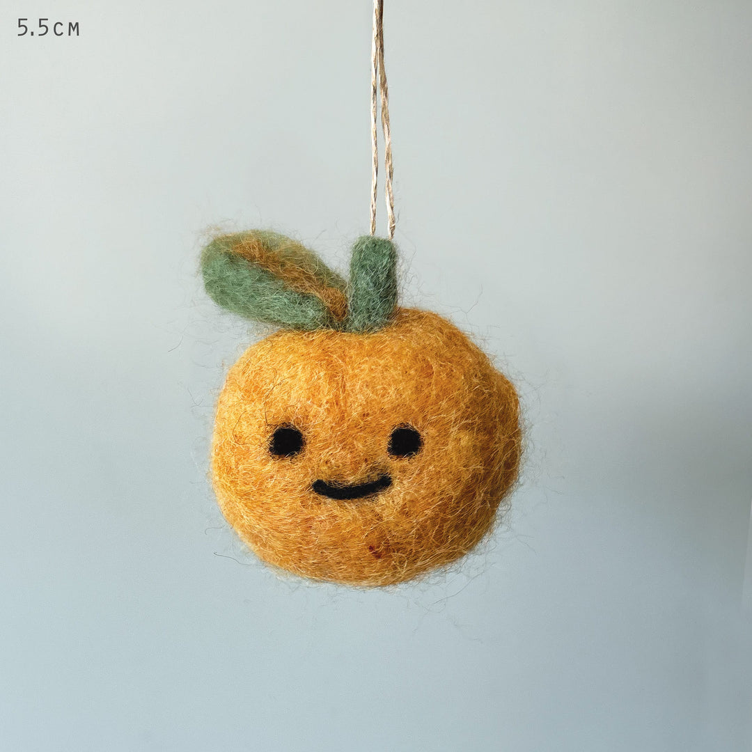 Needle Felted Orange Hanging Decoration by East of India Hanging Decoration East of India Needle Felted Fruit Hanging Decoration - Orange