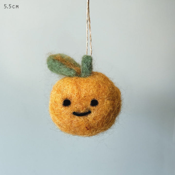 Needle Felted Orange Hanging Decoration by East of India Hanging Decoration East of India Needle Felted Fruit Hanging Decoration - Orange