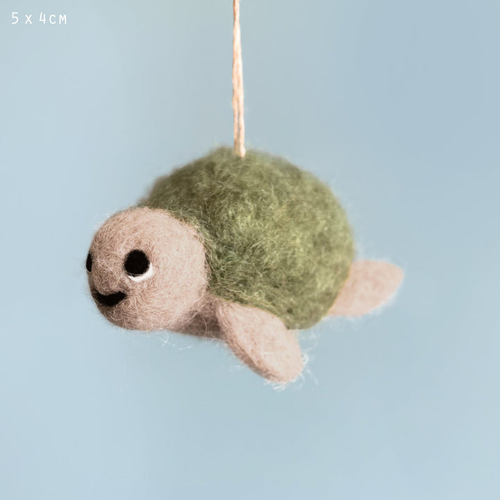 Needle Felted Turtle Hanging Decoration by East of India Hanging Decoration East of India Needle Felted Hanging Decoration - Turtle