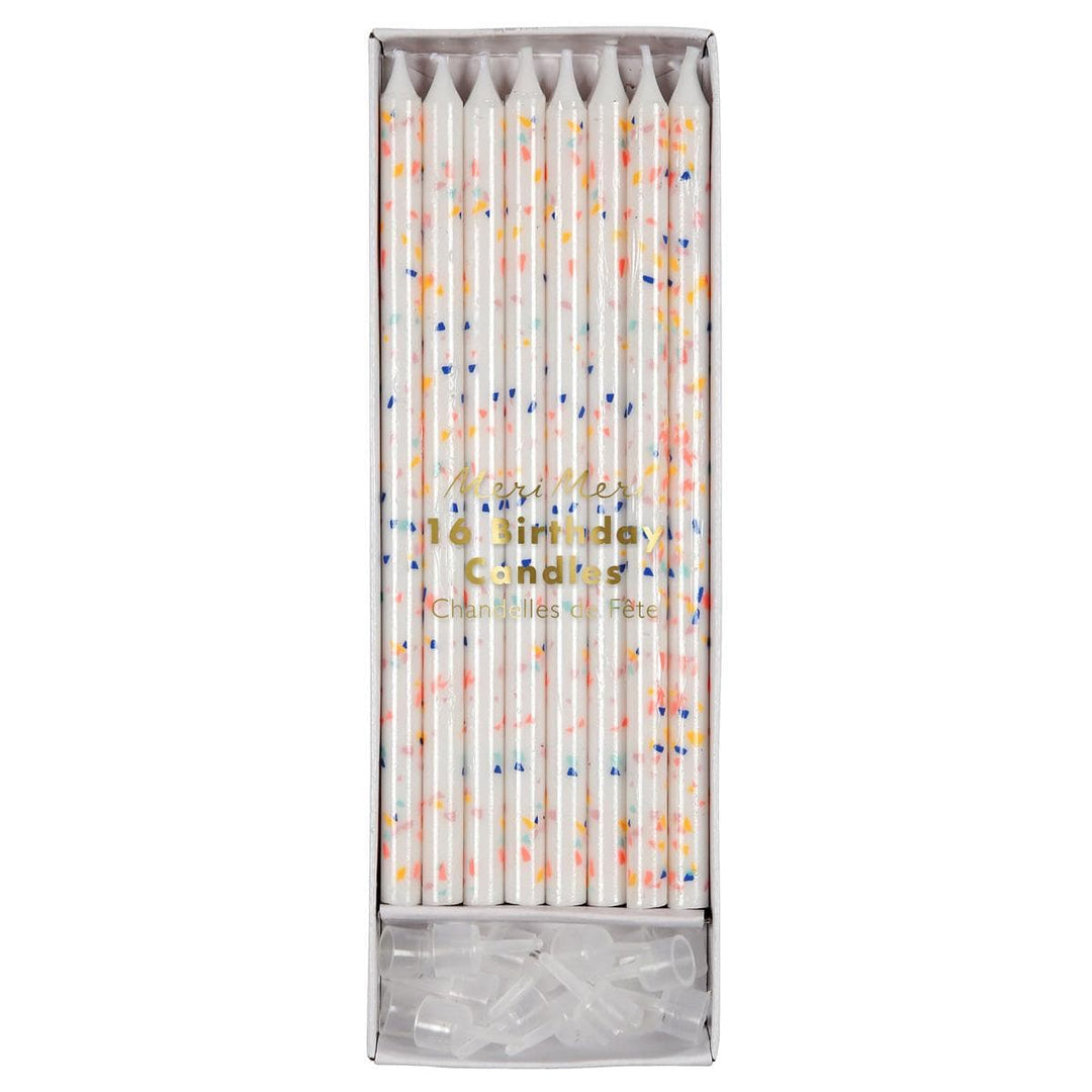 Neon Confetti Party Candles x 16 | Meri Meri Birthday Candles Neon Confetti Party Candles x 16