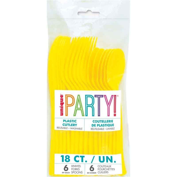 Neon Yellow Party Cutlery (Pack of 18) - Yellow Party Supplies Disposable Cutlery Neon Yellow Party Cutlery (Pack of 18)