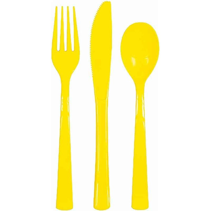 Neon Yellow Party Cutlery (Pack of 18) - Yellow Party Supplies Disposable Cutlery Neon Yellow Party Cutlery (Pack of 18)