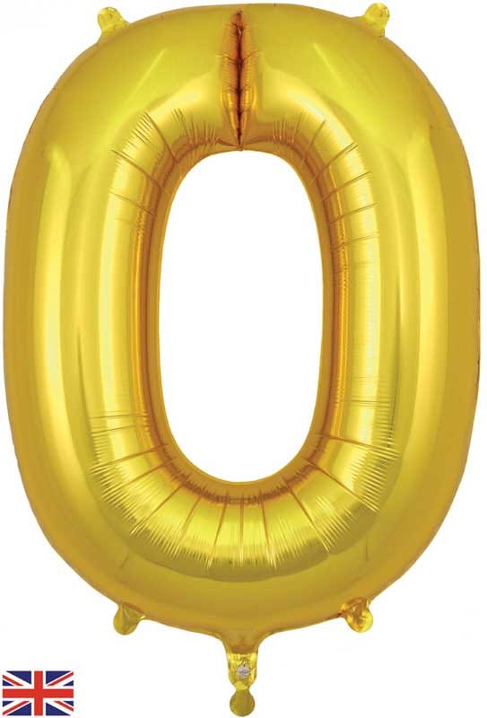 Number 0 Foil Balloon - Gold 34 Inch for Birthdays Foil Balloon Number 0 Foil Balloon - Gold 34 inch