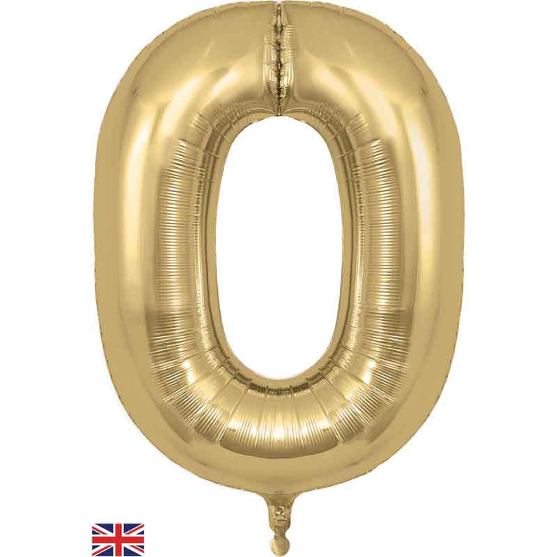 Number 0 Foil Balloon - Gold Silk 34 Inch for Birthdays Foil Balloon Number 0 Foil Balloon - Gold Silk 34 inch