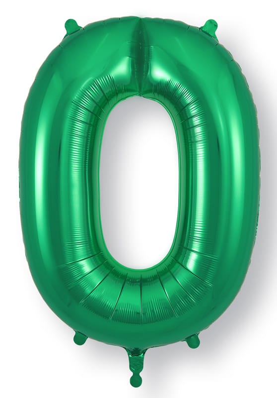 Number 0 Foil Balloon - Green 34 Inch for Birthdays Foil Balloon Number 0 Foil Balloon - Green 34 inch