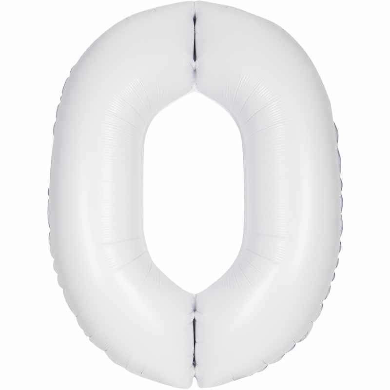 Number 0 Foil Balloon - Matte White 34 Inch for Birthdays Foil Balloon Number 0 Foil Balloon - Matte White 34 inch