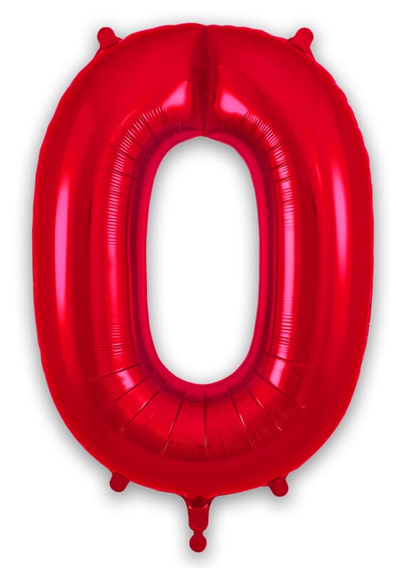 Number 0 Foil Balloon - Red 34 Inch for Birthdays Foil Balloon Number 0 Foil Balloon - Red 34 inch