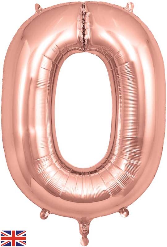 Number 0 Foil Balloon - Rose Gold 34 Inch for Birthdays Foil Balloon Number 0 Foil Balloon - Rose Gold 34 inch