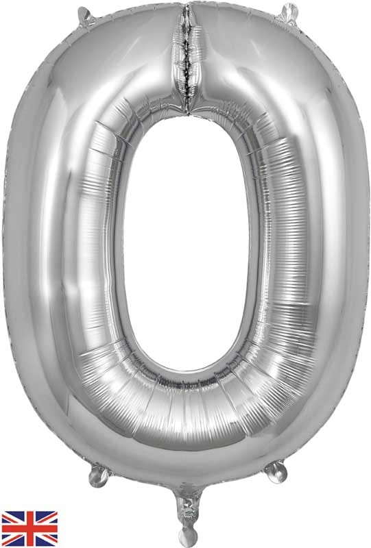 Number 0 Foil Balloon - Silver 34 Inch for Birthdays Foil Balloon Number 0 Foil Balloon - Silver 34 inch