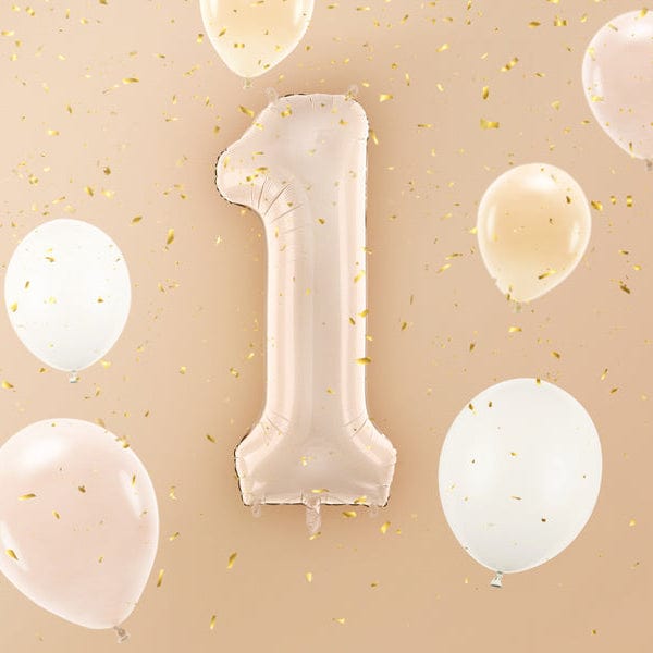 Number 1 Foil Balloon - Beige 28inch Foil Balloon Number 1 Foil Balloon - Beige 28inch