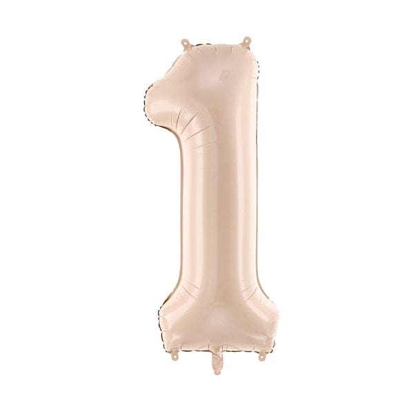 Number 1 Foil Balloon - Beige 28inch Foil Balloon Number 1 Foil Balloon - Beige 28inch