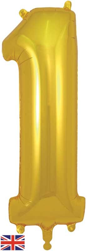 Number 1 Foil Balloon - Gold 34 Inch for Birthdays Foil Balloon Number 1 Foil Balloon - Gold 34 inch