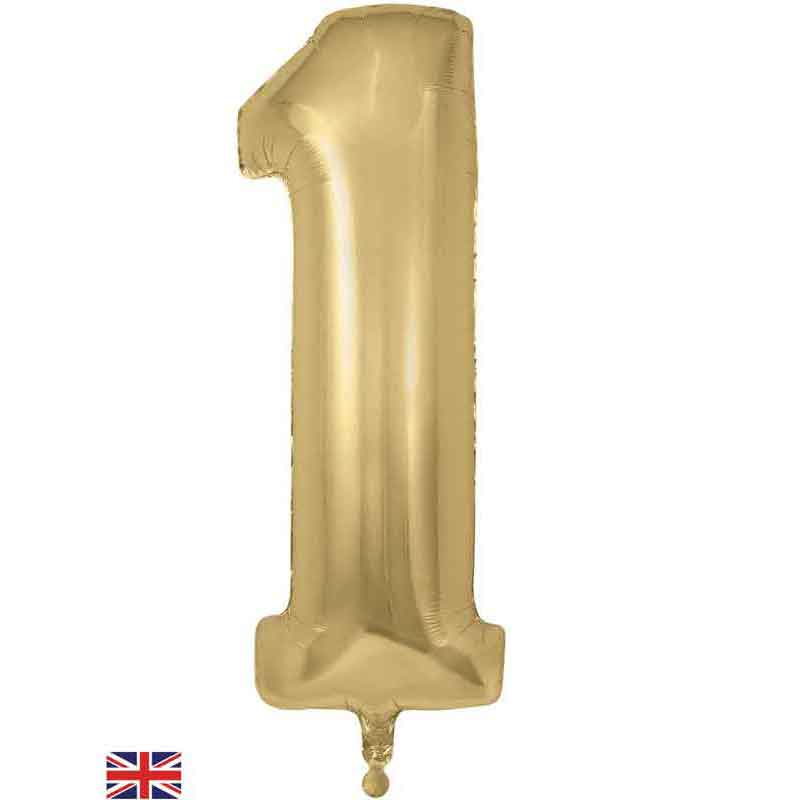 Number 1 Foil Balloon - Gold Silk 34 Inch for Birthdays Foil Balloon Number 1 Foil Balloon - Gold Silk 34 inch