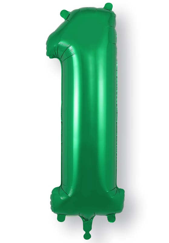 Number 1 Foil Balloon - Green 34 Inch for Birthdays Foil Balloon Number 1 Foil Balloon - Green 34 inch