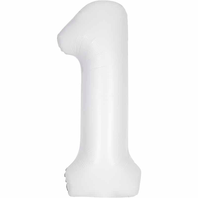 Number 1 Foil Balloon - Matte White 34 Inch for Birthdays Foil Balloon Number 1 Foil Balloon - Matte White 34 inch