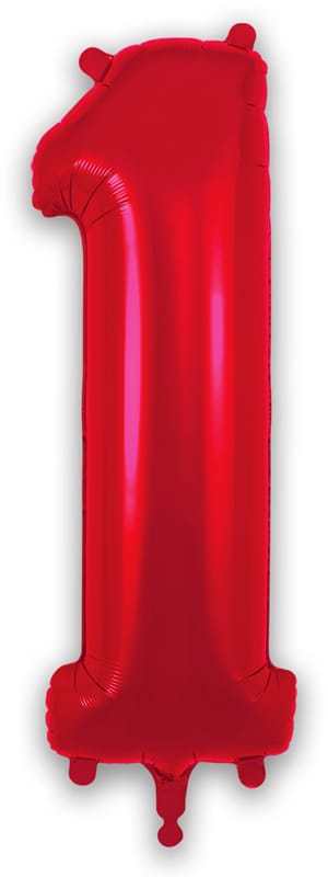 Number 1 Foil Balloon - Red 34 Inch for Birthdays Foil Balloon Number 1 Foil Balloon - Red 34 inch