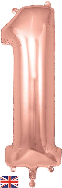 Number 1 Foil Balloon - Rose Gold 34 Inch for Birthdays Foil Balloon Number 1 Foil Balloon - Rose Gold 34 inch