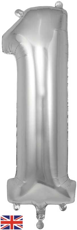 Number 1 Foil Balloon - Silver 34 Inch for Birthdays Foil Balloon Number 1 Foil Balloon - Silver 34 inch