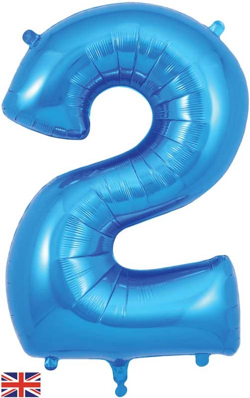 Number 2 Foil Balloon - Blue 34 Inch for Birthdays Foil Balloon Number 2 Foil Balloon - Blue 34 inch