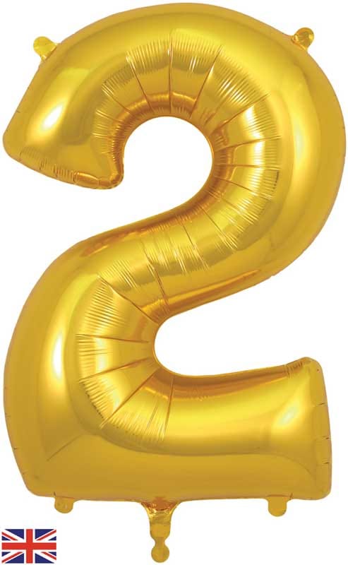 Number 2 Foil Balloon - Gold 34 Inch for Birthdays Foil Balloon Number 2 Foil Balloon - Gold 34 inch