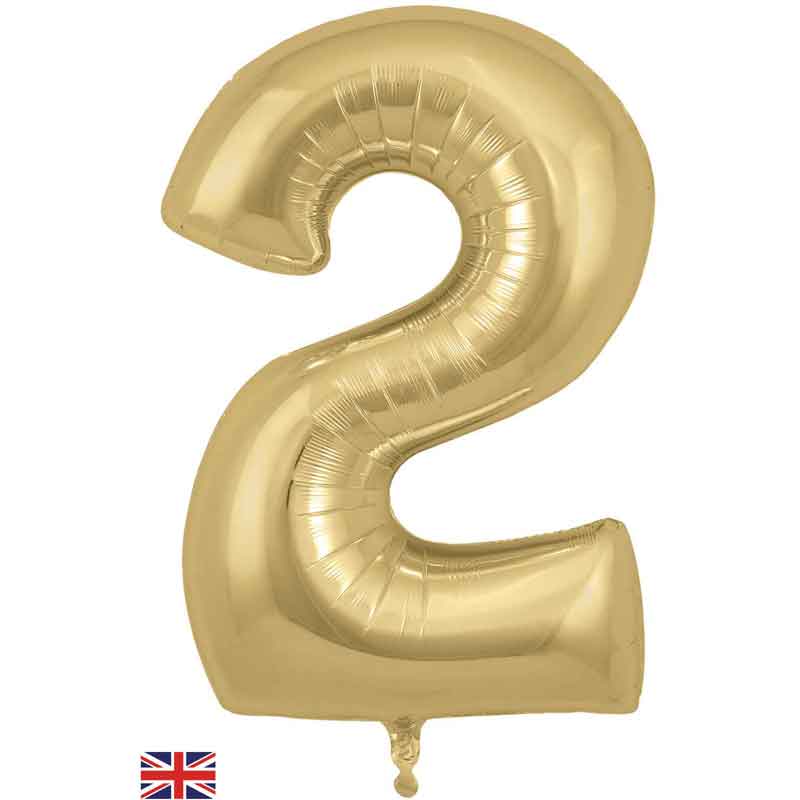 Number 2 Foil Balloon - Gold Silk 34 Inch for Birthdays Foil Balloon Number 2 Foil Balloon - Gold Silk 34 inch