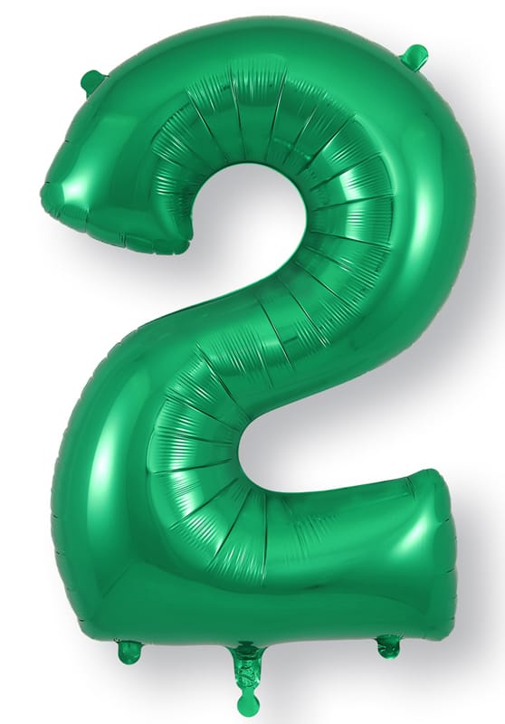 Number 2 Foil Balloon - Green 34 Inch for Birthdays Foil Balloon Number 2 Foil Balloon - Green 34 inch