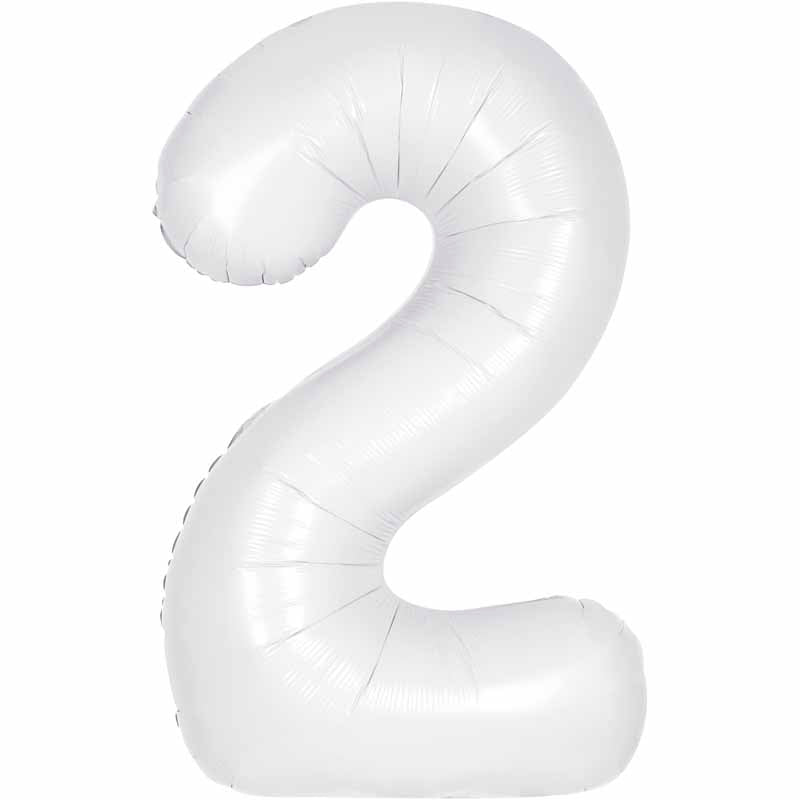 Number 2 Foil Balloon - Matte White 34 Inch for Birthdays Foil Balloon Number 2 Foil Balloon - Matte White 34 inch