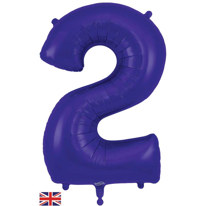 Number 2 Foil Balloon - Purple 34 Inch for Birthdays Foil Balloon Number 2 Foil Balloon - Purple 34 inch