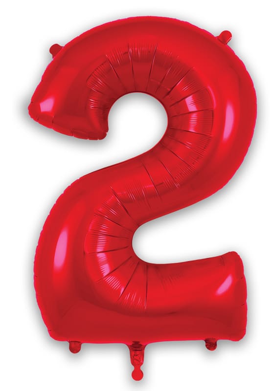 Number 2 Foil Balloon - Red 34 Inch for Birthdays Foil Balloon Number 2 Foil Balloon - Red 34 inch