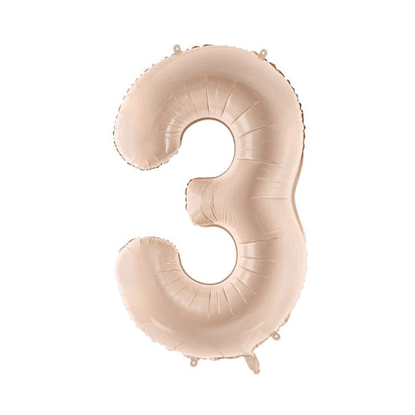 Number 3 Foil Balloon - Beige 28 inch Foil Balloon Number 3 Foil Balloon - Beige 28 inch