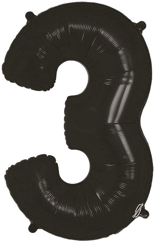 Number 3 Foil Balloon - Black 34 Inch for Birthdays Foil Balloon Number 3 Foil Balloon - Black 34 inch
