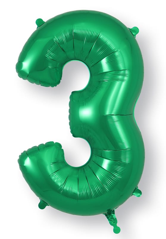 Number 3 Foil Balloon - Green 34 Inch for Birthdays Foil Balloon Number 3 Foil Balloon - Green 34 inch