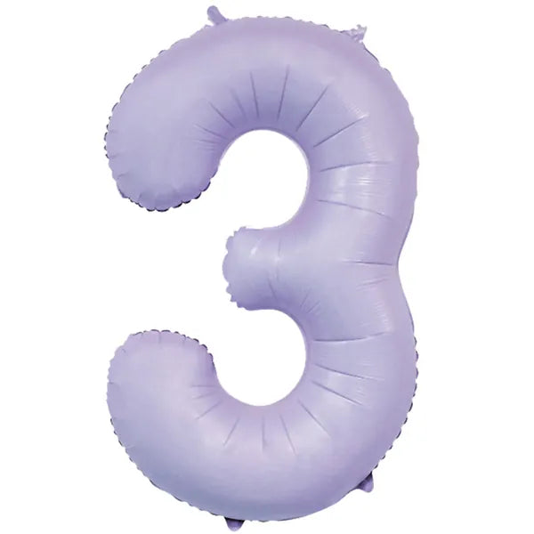Number 3 Foil Balloon - Lilac 34 inch - Number Birthday Balloons Foil Balloon Number 3 Foil Balloon - Lilac 34 inch