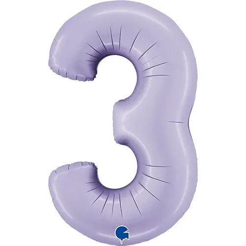 Number 3 Foil Balloon - Lilac 40 Inch for Birthdays Foil Balloon Number 3 Foil Balloon - Lilac 40 inch
