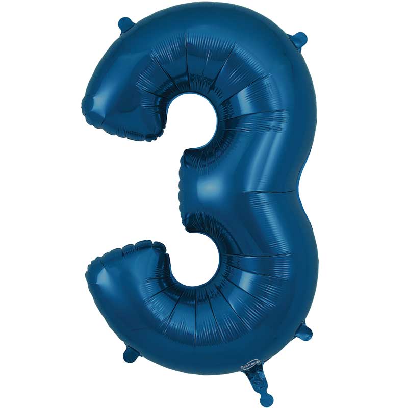 Number 3 Foil Balloon - Navy Blue 34 Inch for Birthdays Foil Balloon Number 3 Foil Balloon - Navy Blue 34 inch