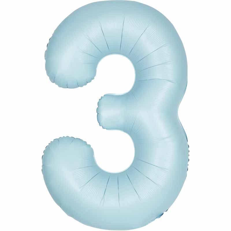 Number 3 Foil Balloon - Powder Blue 34 Inch for Birthdays Foil Balloon Number 3 Foil Balloon - Powder Blue 34 inch