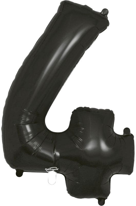 Number 4 Foil Balloon - Black 34 Inch for Birthdays Foil Balloon Number 4 Foil Balloon - Black 34 inch