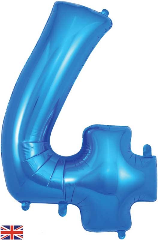 Number 4 Foil Balloon - Blue 34 Inch for Birthdays Foil Balloon Number 4 Foil Balloon - Blue 34 inch