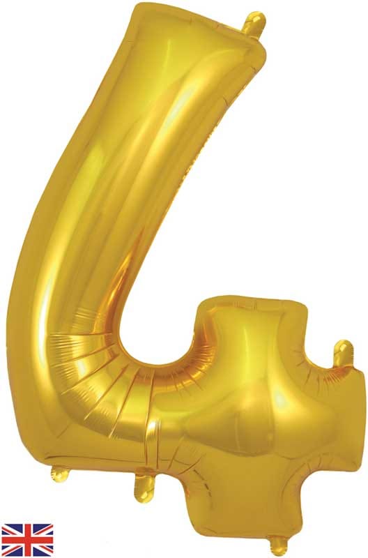 Number 4 Foil Balloon - Gold 34 Inch for Birthdays Foil Balloon Number 4 Foil Balloon - Gold 34 inch