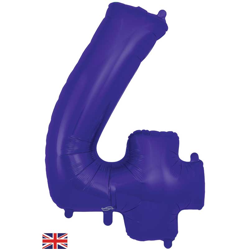 Number 4 Foil Balloon - Purple 34 Inch for Birthdays Foil Balloon Number 4 Foil Balloon - Purple 34 inch