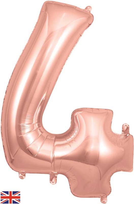Number 4 Foil Balloon - Rose Gold 34 Inch for Birthdays Foil Balloon Number 4 Foil Balloon - Rose Gold 34 inch