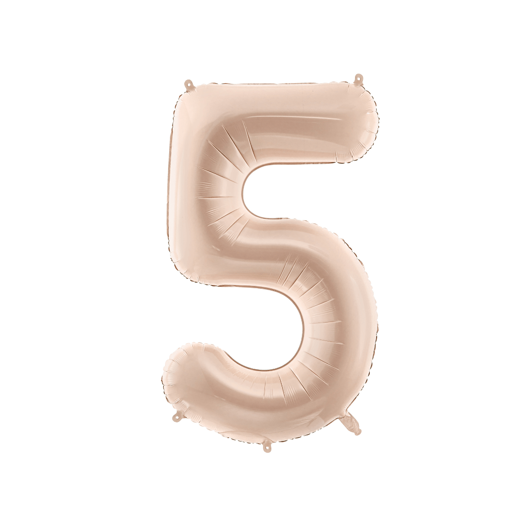 Number 5 Foil Balloon - Beige 28 inch Foil Balloon Number 5 Foil Balloon - Beige 28 inch