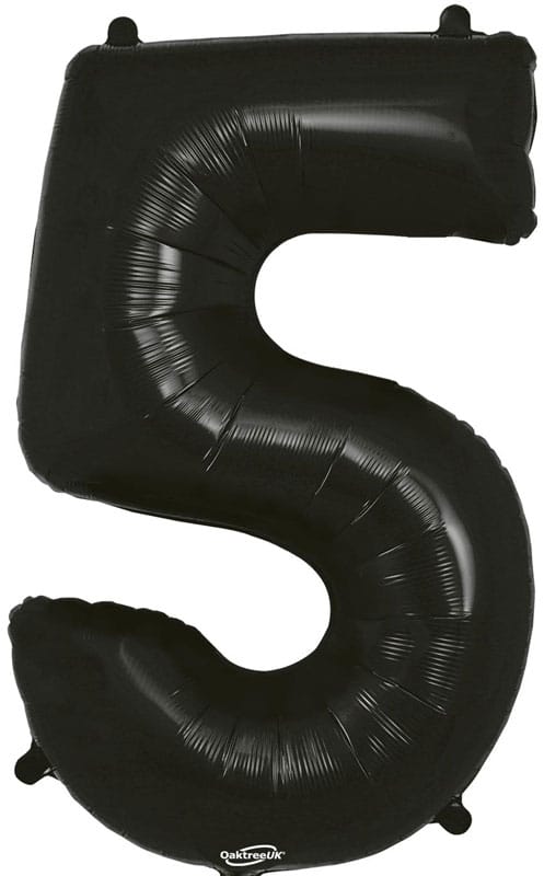 Number 5 Foil Balloon - Black 34 Inch for Birthdays Foil Balloon Number 5 Foil Balloon - Black 34 inch