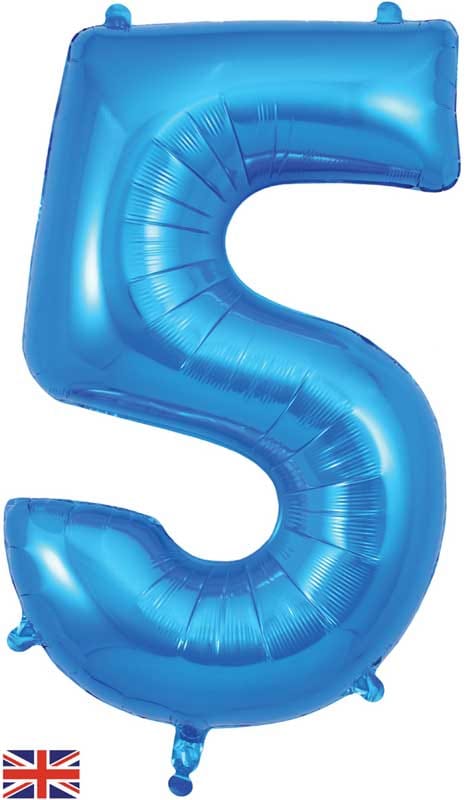 Number 5 Foil Balloon - Blue 34 Inch for Birthdays Foil Balloon Number 5 Foil Balloon - Blue 34 inch